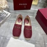 Gucci Women Espadrille With Horsebit Burgundy Gg Canvas - Image 5