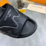 Louis Vuitton Velcro Slippers Lock Edge Black - Image 3