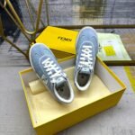 Fendi Match Denim Fabric And Suede Low Tops Light Blue 8E8670Asb3F1Sv1 - Image 3