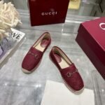 Gucci Women Espadrille With Horsebit Burgundy Gg Canvas - Image 4