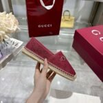 Gucci Women Espadrille With Horsebit Burgundy Gg Canvas - Image 3