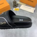Louis Vuitton Velcro Slippers Lock Edge Black - Image 5