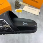 Louis Vuitton Velcro Slippers Lock Edge Denim Black - Image 5