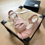Chanel Interlocking Cc Sandals Pink - Image 4