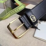 Gucci Belt With Interlocking G Detail Black Leather 35Mm ‎673921 Ap00G 1000 - Image 7