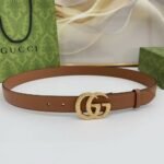 Gucci Gg Marmont Thin Belt Orange Leather - Image 4