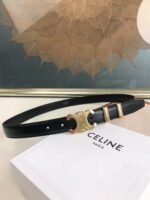 Celine Small Triomphe Black Belt In Natutal Calfskin Gold Metal - Image 4
