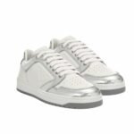 Prada District Leather Sneakers White Sliver 1E790M 3Lj6 F0J36
