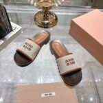 Miu Miu Canvas And Leather Clogs Beige 5Z445E Q1D F062F F 030 - Image 3