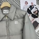 Miumiu Logo Jacquard Puffer Jacket Gray Ml1083 Ooo F0024 - Image 4