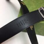 Gucci Black Belt With Square Silver Buckle And Bee Star 35Mm - Image 6