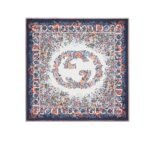Gucci Interlocking G Floral Print Silk Carré Navy And Red 783157 3G001 4174