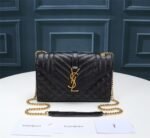 Saint Laurent Envelope Small In Quilted Grain De Poudre Embossed Leather Gold Black 21Cm 600195Bow911000 - Image 2