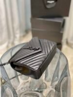 Saint Laurent College Medium Chain Bag In Quilted Leather Black Noir 24Cm 600279Brm081000 - Image 8