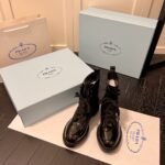 Prada Brushed Leather And Re Nylon Boots Black 1T782M 3Lf7 F0002 F B050 - Image 4