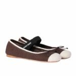Miumiu Crochet Knit Ballerina Shoes Cocoa Ivory 5F138E 2Cq2 F0Cms F 005