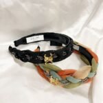 Celine Tweed An Sequin Headband With Gold Hardware In Black - Image 2