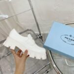 Prada Monolith Brushed Leather Loafers White 2De129 B4L F0009 - Image 9