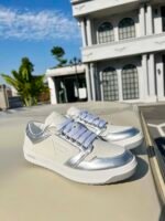 Prada District Leather Sneakers White Sliver 1E790M 3Lj6 F0J36 - Image 2