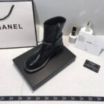 Chanel Ankle Boots With Side Zip Chain Black - Image 6