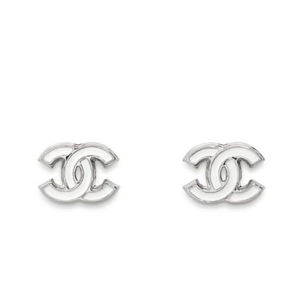 Chanel 25S Earrings White Silver Metal Abf565 B20465 U0776