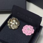 Gift Set: Chanel Classic Double Flap Bag Silver Hardware Light Pink 25Cm With Camellia Earrings Pink Abg218 B21624 U3368 - Image 7