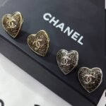 Chanel Stud Earrings Silver And Black - Image 3