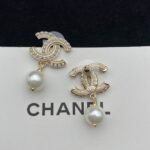 Chanel Cc Pearl Gold Earrings - Image 2