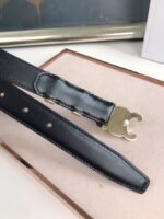 Celine Small Triomphe Black Belt In Natutal Calfskin Gold Metal - Image 3