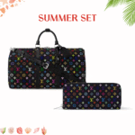 Summer Set: Louis Vuitton X Murakami Keepall Bandoulière Black Multicolored 45Cm And Zippy Wallet Black Multicolored 19Cm