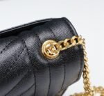Saint Laurent Envelope Small In Quilted Grain De Poudre Embossed Leather Gold Black 21Cm 600195Bow911000 - Image 4