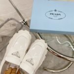 Prada Monolith Brushed Leather Loafers White 2De129 B4L F0009 - Image 4