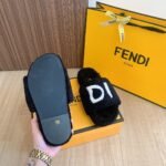 Fendi Fleece Slippers Black - Image 4