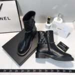 Chanel Ankle Boots With Side Zip Chain Black - Image 9