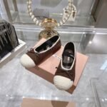 Miumiu Crochet Knit Ballerina Shoes Cocoa Ivory 5F138E 2Cq2 F0Cms F 005 - Image 2