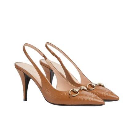 Gucci Women’s Horsebit Pump Gg Leather Light Brown 792065 Aaegj 2712