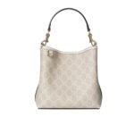Gucci Gg Emblem Small Bucket Bag Beige And White Fabric 20Cm 815118 Fad6L 9641