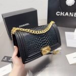 Chanel Boy Flap Bag Snake Leather Black 25Cm - Image 3