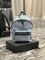 Saint Laurent City Denim Backpack Bags Blue - Image 5