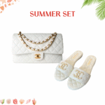 Summer Set: Chanel Classic Medium Handbag White 25Cm A01112 And 23P Quilted Cc Chain Mule Sandal White