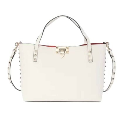 Valentino Garavani Rockstud Small Tote Bag White 28Cm