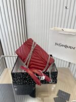 Saint Laurent Loulou Small Chain Bag In Quilted “Y” Leather Wine Red - Image 2