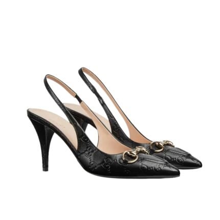 Gucci Women’s Horsebit Pump Gg Leather Black 792065 Aaegj 1000