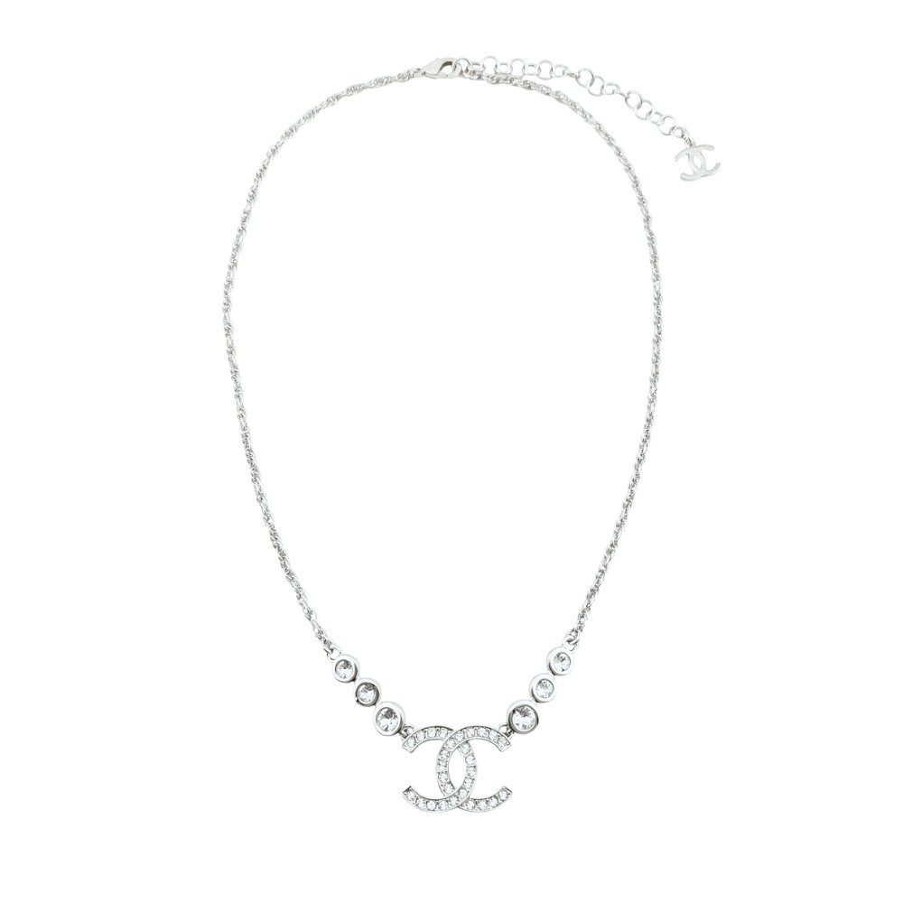 8-10 Chanel Cc Silver Metal Necklace - Image 1