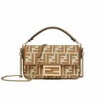 Fendi Baguette Mini Ff Jacquard Fabric Bag Beige 21Cm