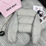 Miumiu Logo Jacquard Puffer Jacket Gray Ml1083 Ooo F0024 - Image 8