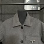 Prada Single Breasted Cashgora Coat Gray - Image 4