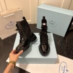 Prada Brushed Leather And Re Nylon Boots Black 1T782M 3Lf7 F0002 F B050 - Image 3