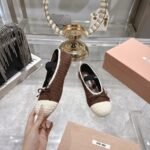 Miumiu Crochet Knit Ballerina Shoes Cocoa Ivory 5F138E 2Cq2 F0Cms F 005 - Image 6