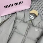 Miumiu Logo Jacquard Puffer Jacket Gray Ml1083 Ooo F0024 - Image 5